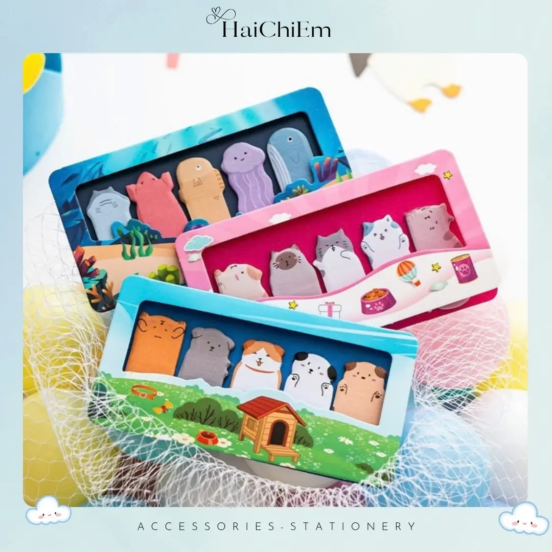 Giấy note ghi chú/ đánh dấu trang - Giấy ghi chú kiểu dáng hoạt hình dễ thương nhiều màu sắc - Văn phòng phẩm [HAICHIEM]