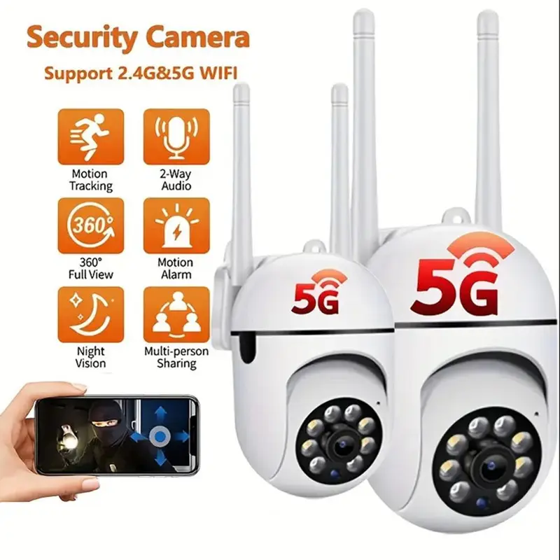 2.4GHz & 5GHz Wireless Security Camera, USB Powered 360 °   Surveillance Camera Security with Human Tracking & Infrared Night Vision, 24H Loop Video Security Camera 4