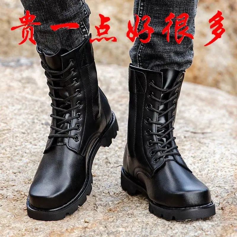 Bốt Nam Da Thật 2021 Mới Bốt Martin Chống Thấm Nước Bốt Da Bò Giày Bảo Vệ An Ninh Bốt Lao Động Cổ Cao Len Bốt Đi Bộ Đường Dài