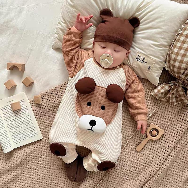 Áo liền quần hình CÚN CON Body dài tay thun cotton cho bé trai bé gái từ 0-12 tháng Jumpsuit Bodysuit liền thân thu đông SLT104