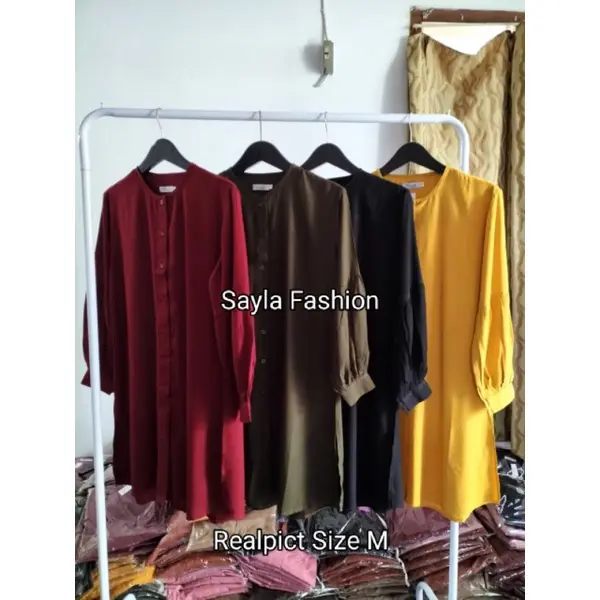 Najwa Long Tunik Katun Rayon Polos Premium Wanita Jumbo 2