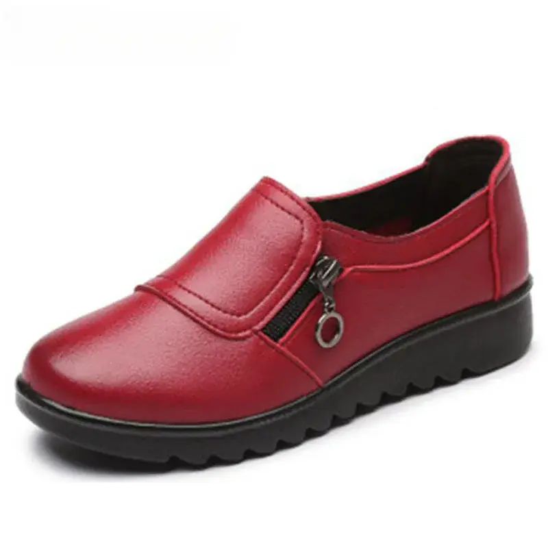 Autumn Women's Shoes Fashion Casual Women Leather Shoes Ladies Slip On Comfortable Plus Size Work shoes free shipping