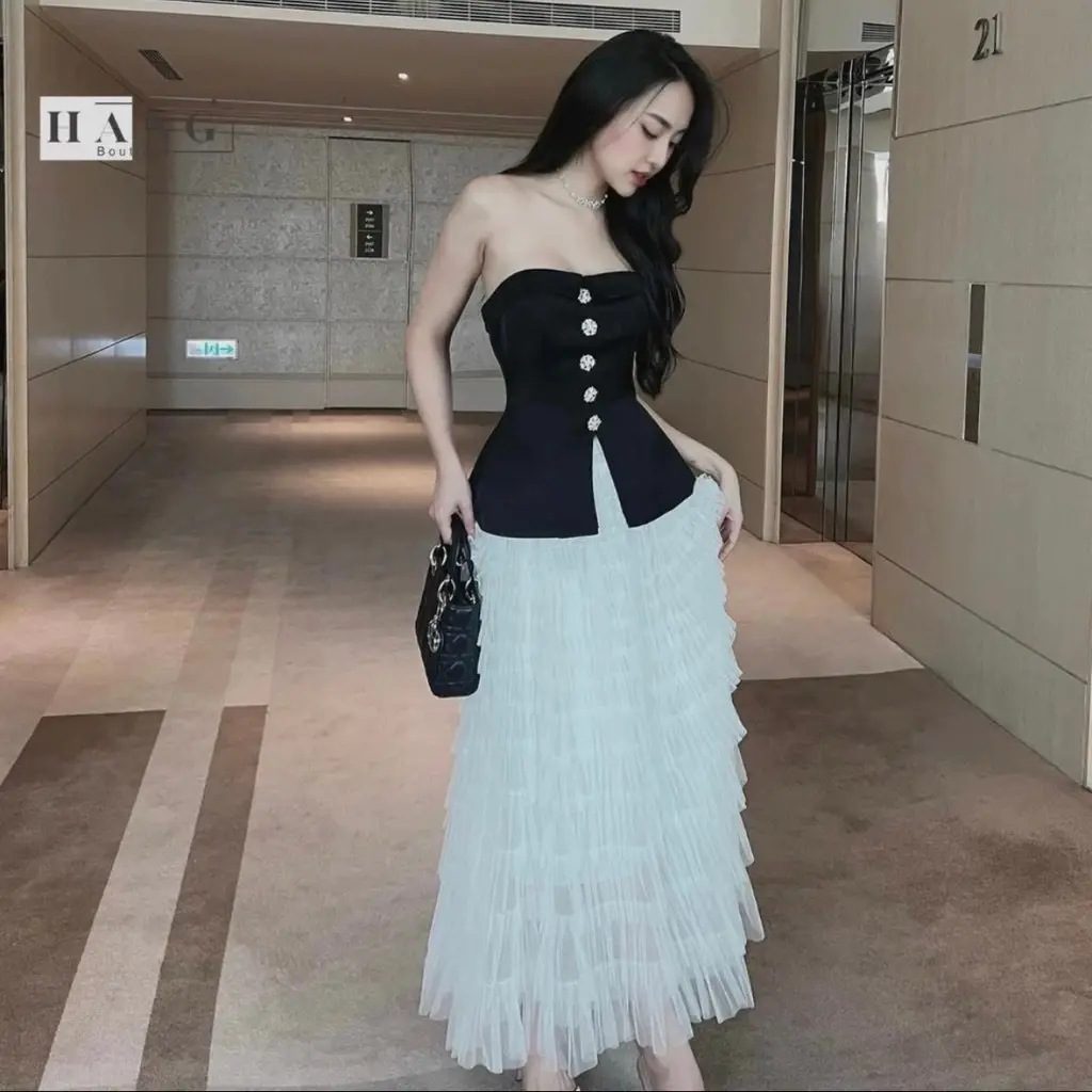 Áo Nữ Ống Cúp Ngực Xẻ Nút Đá Dể Thương C006 - Top Voi Women
