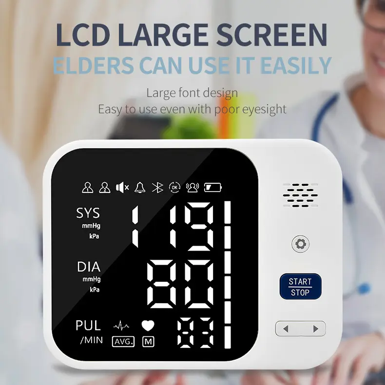 Cross-Border Voice Arm Blood Pressure Monitor Fully Automatic Voice Broadcast Blood Pressure Measurement Device Medical Electronic Blood Pressure Monitor Healthcare Kit
