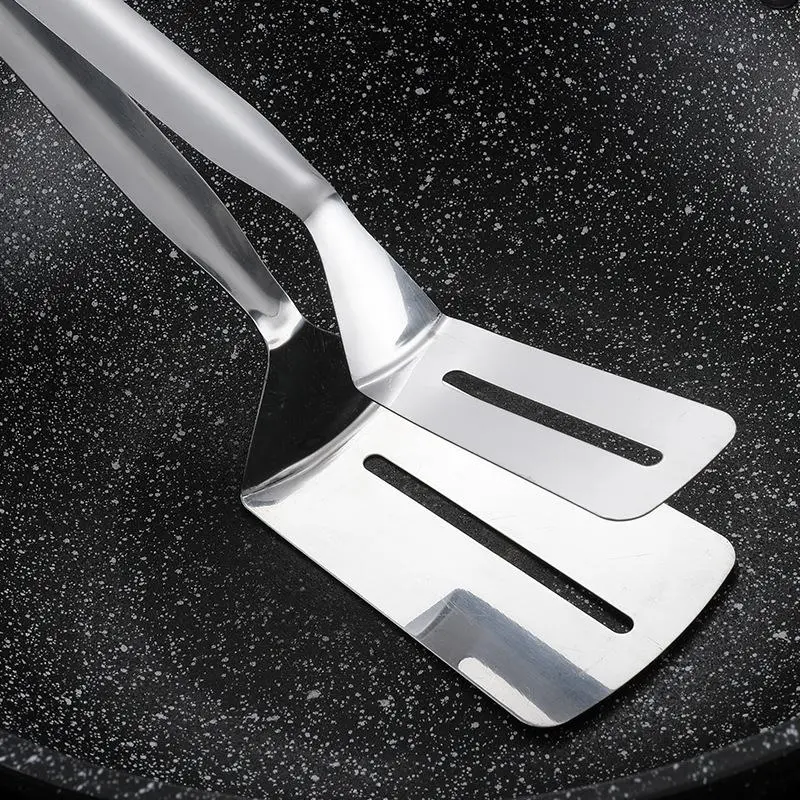 Stainless Steel Frying Spatula Clip, 1 Count Multifunctional Kitchen Spatula, Household Kitchen Tool for Outdoor Barbecue Fried Egg, Utensils 7