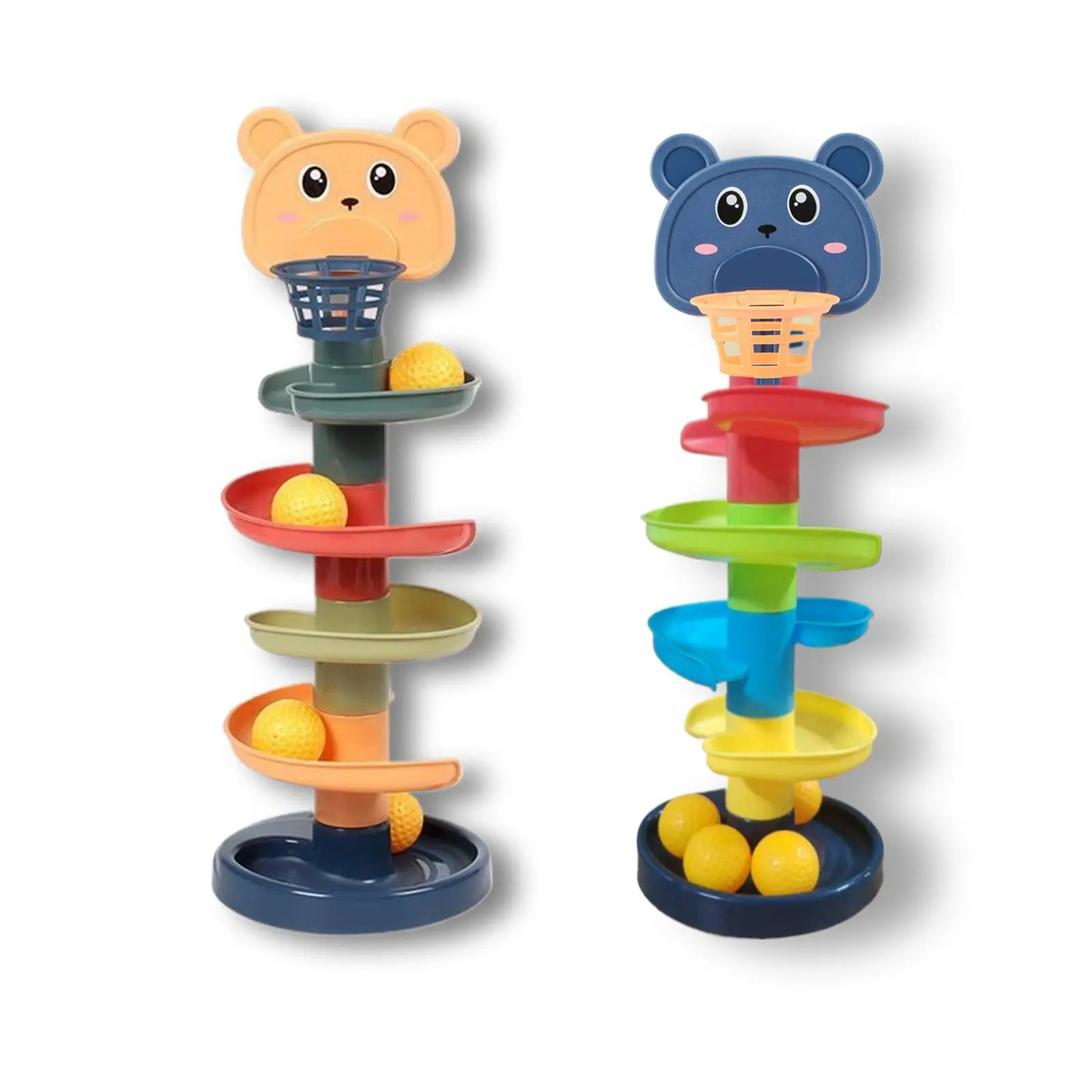 Bear Design 5-layer Ball Track Toy, 5-layer 5 Ball Track Toy, Colorful Rolling Ball Toy, Fun Indoor & Outdoor Toy for Kids