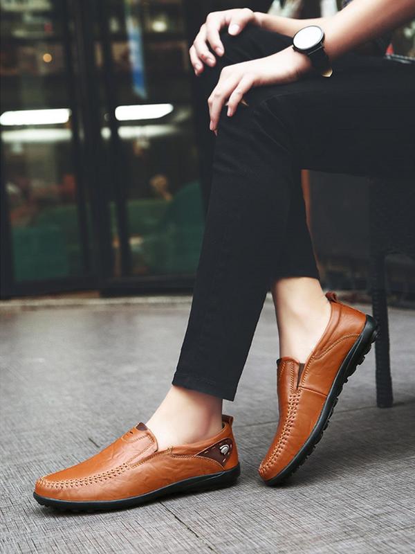 Men's 1 Pair Minimalist Casual Plain Slip on Shoes, Business Style Lightweight Breathable Comfort Flat Shoes For All Seasons 3