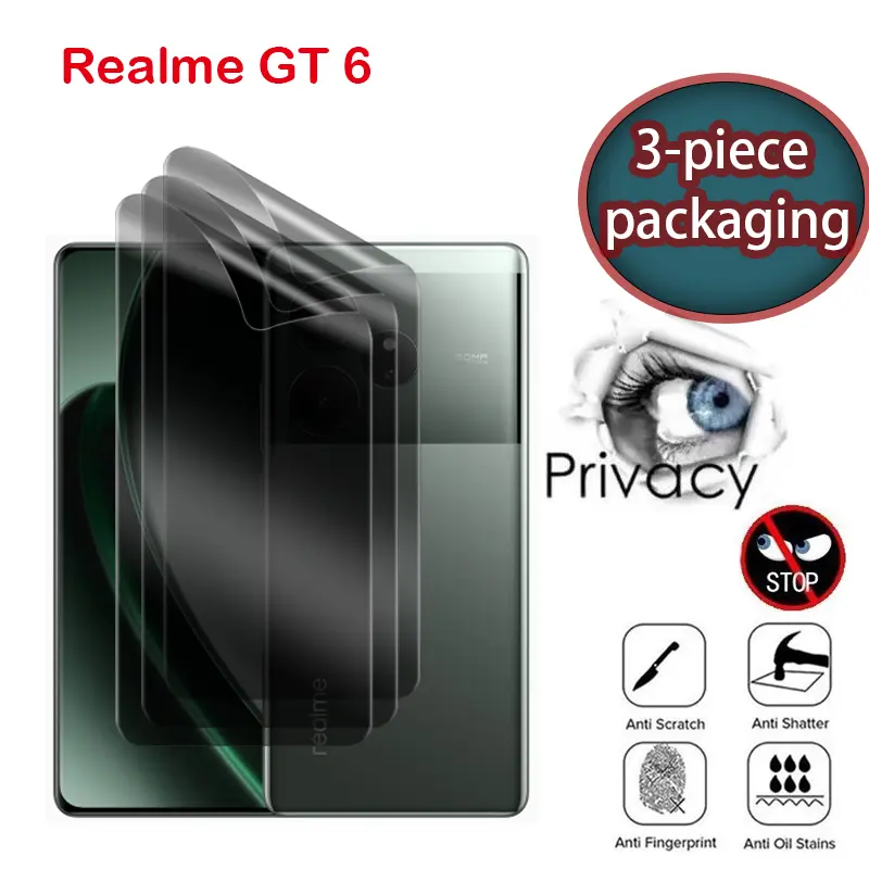 For Realme GT6 GT6T GTNEO6 GTNEO6SE 5G 2024, 3-Pack Privacy Screen Protector Specialized Hydrogel Film, Anti Spy Hydro Screen Protector, Anti-Snooping Soft Full Cover Cases Casing Phonecase Handheld