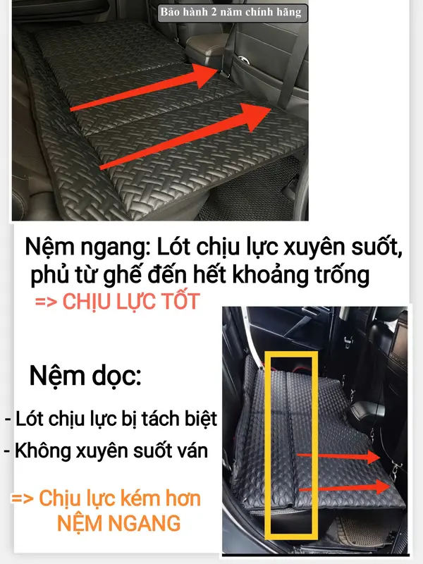 Nệm giường ghế sau ô tô xe 4 chỗ, 5 chỗ, 7 chỗ 1