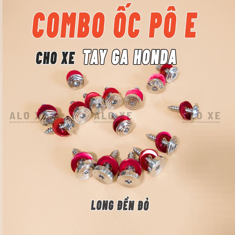 Combo ốc salaya Inox 304 5li18 xoắn kèm LONG ĐỀN ĐỎ gắn Pô e - Lọc gió xe tay ga ( Mẫu sao và V2 Thái) Phụ Kiện, Phụ tùng Inox vario 125 xemay