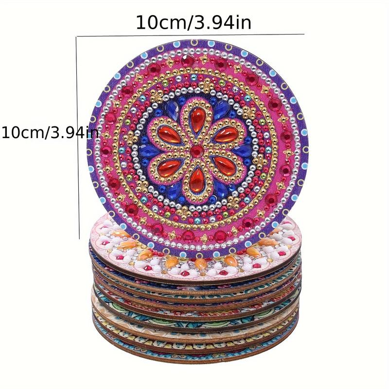 Product Introduction of Round Mandala Flower Pattern DIY Diamond Arts Colorful Painting Coaster, 10pcs DIY Craft Supplies for Home Decoration 12