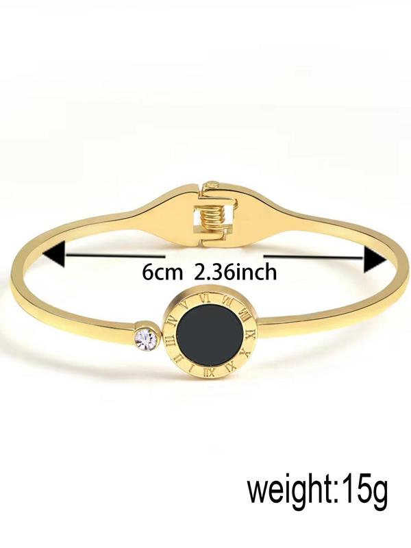 Fashionable Stainless Steel Roman Numerals Decorated Bangle, High Quality and Exquisite Bangle, Casual Versatile Party Accessories for Women 1