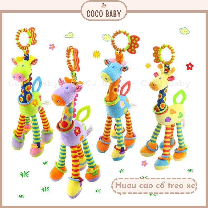 Thú bông treo nôi cũi, xe đẩy, xe ô tô cho bé sơ sinh hình hươu cao cổ dễ thương kích thước 43*19cm, kích thích thị giác cho bé