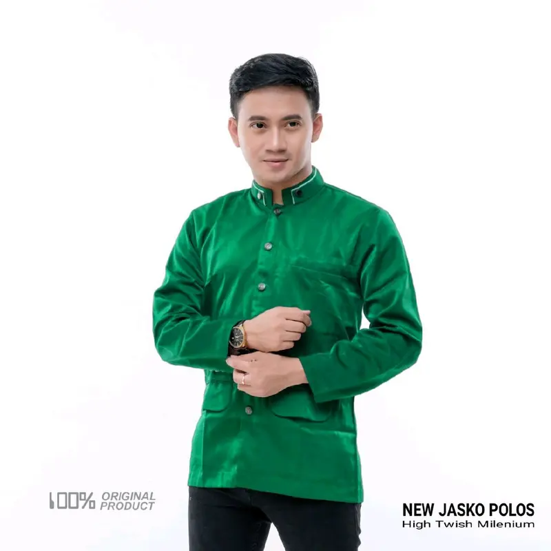 JASKO POLOS Koko Panjang Baju Pria Muslim Tebal Seragam Putih 8
