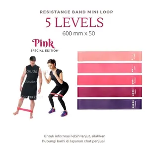 Resistance band pink edition 5 varian level kekuatan otot olahraga yoga gym injury prevention