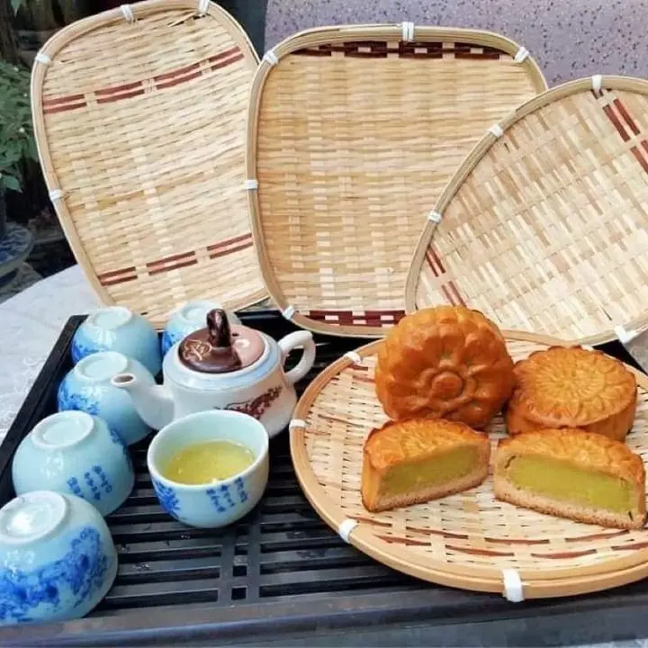 Đĩa tre đan tay thủ công, đựng đồ ăn, trái cây, đồ khô hay rau sống, trang trí bàn ăn