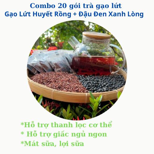 Product Introduction of { Trà lợi sữa } 20 goi Trà gạo lứt huyết rồng + đậu đen rang (200gr) 1