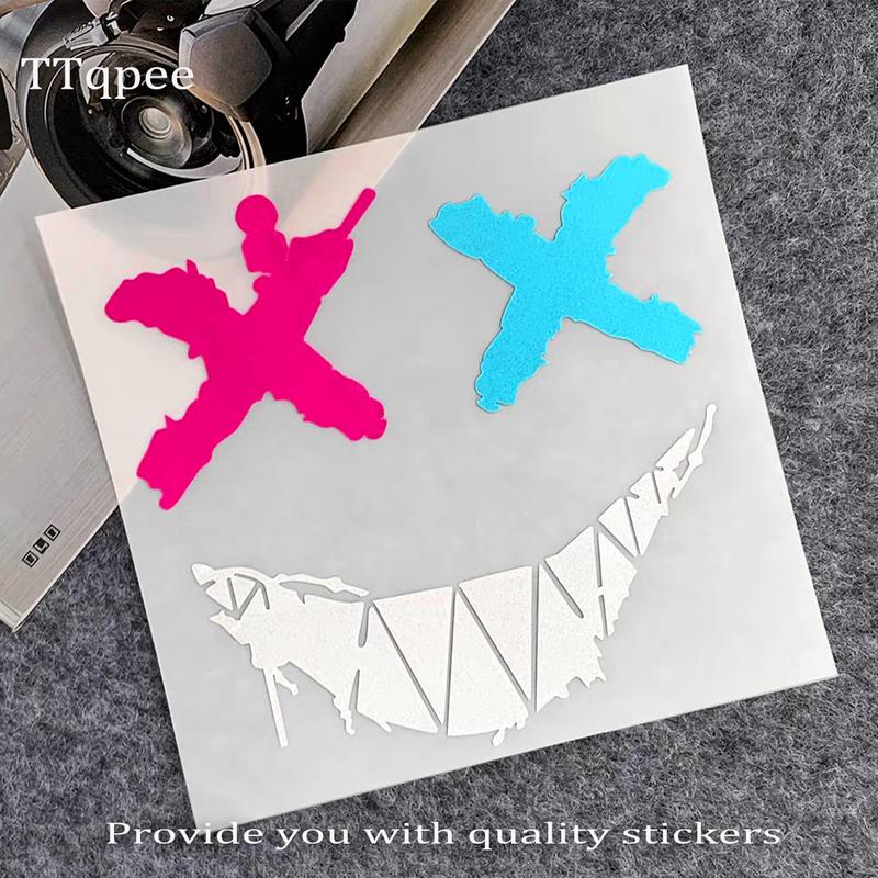 Product Introduction of Waterproof reflective stickers Jinx's crazy smiling face reflective patch helmet car sticker and motorcycle stickers 2
