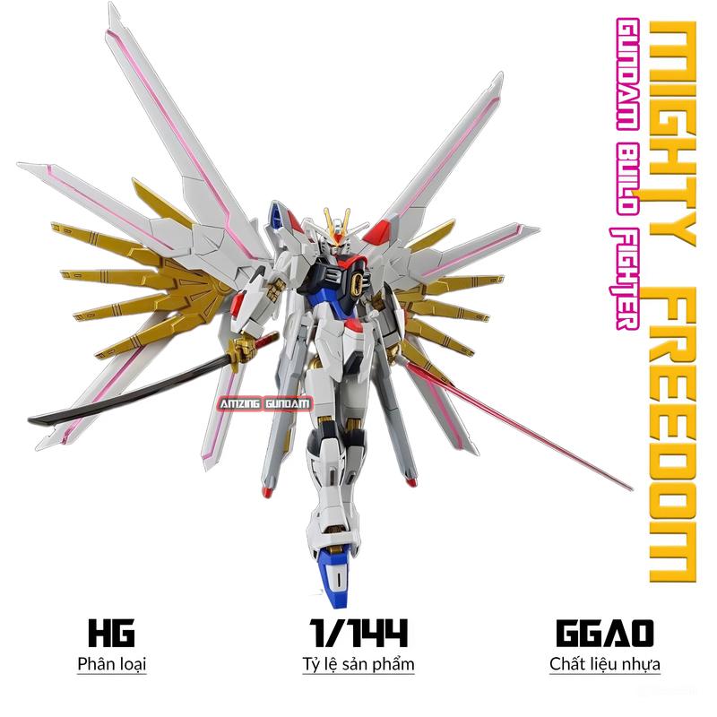 Mô hình HG Mighty Strike Freedom, 1/144 Gundam, Đồ chơi lắp ráp nhựa Toy