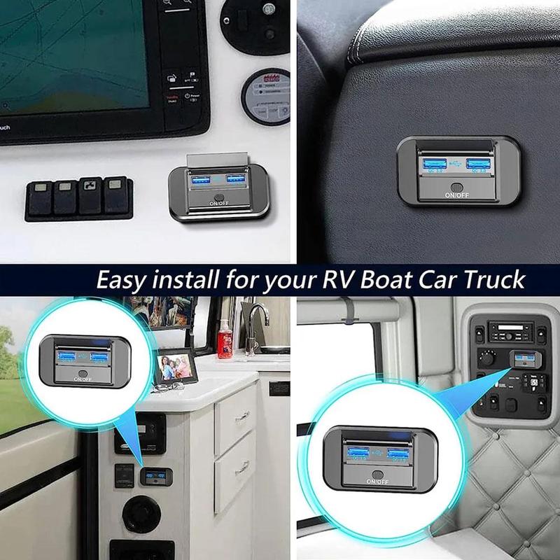 Product Introduction of Quick Charge PD Type C Dual USB Ports Car Bus Charger Socket Adapter 12V/24V USB Power Panel F7C2 55