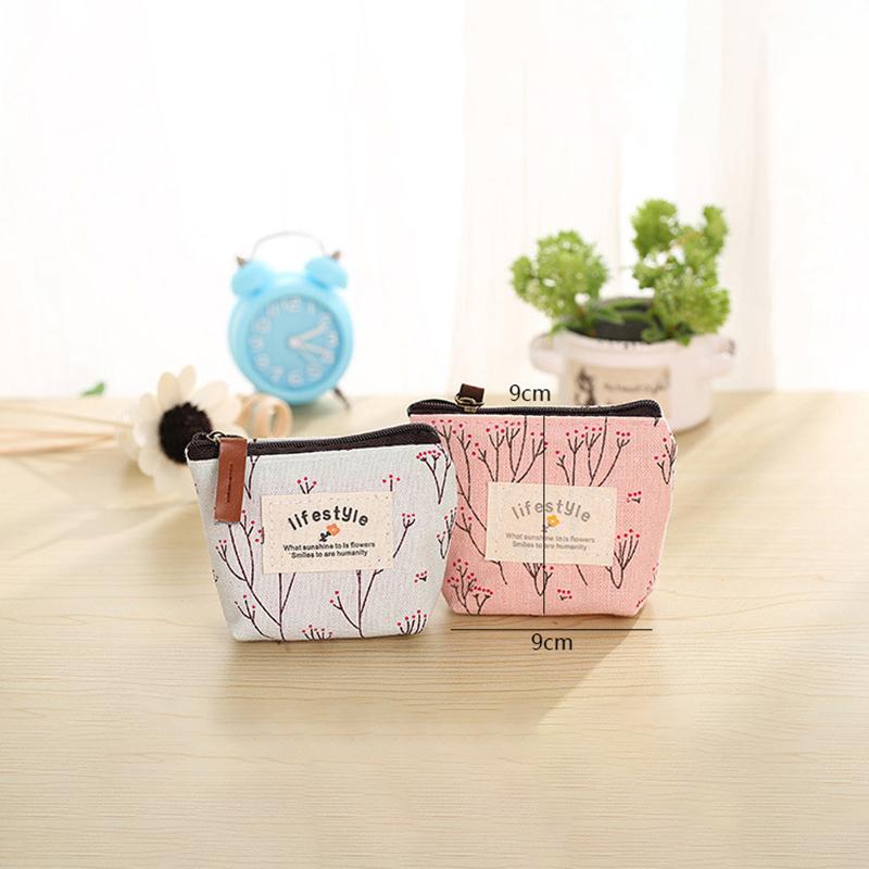 Product Introduction of 3PCS Small Fresh Fragmented Flowers Wallet Canvas Coin Purse Lady Girls Earphone Coin Key Money Storage Bag Zipper Pouch Card Holder 23