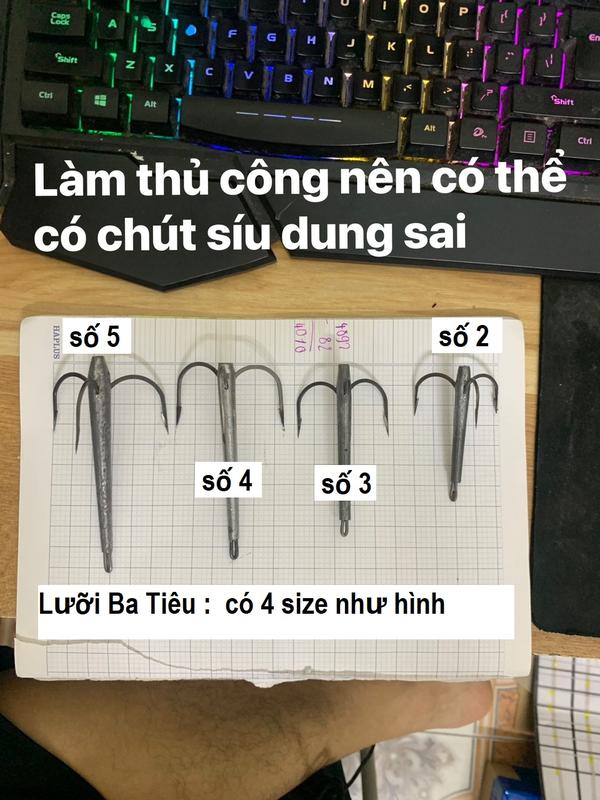 sét 3 cái Lưỡi Câu Cá Ba Tiêu Làm Thủ Công chuyên săn hàng Đi Câu Bắt Cá Fishing