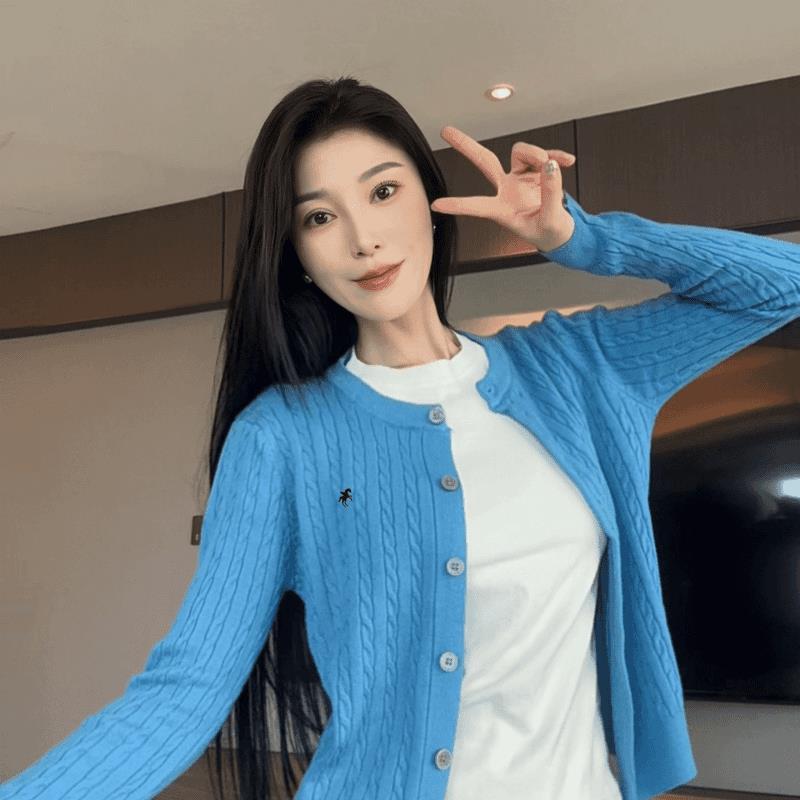 Áo Cardigan Dệt Kim Thêu Phong Cách Hàn Quốc, Dành Cho Nữ, Thời Trang Mới Mùa Thu, Dễ Phối Đồ Phong Cách Phương Tây, Bó Sát, Chống Lão Hóa, Áo Len Dài Tay Áo, Thời Trang Women Top Khuy 6