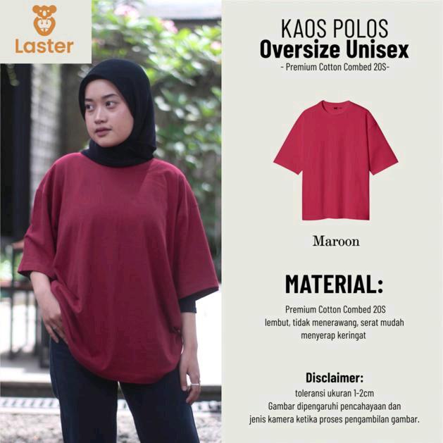 KAOS POLOS OVERSIZE PRIA DAN WANITA COTTON COMBED 20S 2