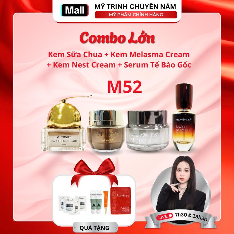 [M52] -  Combo Serum Tế Bào Gốc + Kem NestCream + Kem Sữa Chua + Kem Melasma  [Tặng Kem Chống Nắng & Gói Kem Dưỡng Da ]