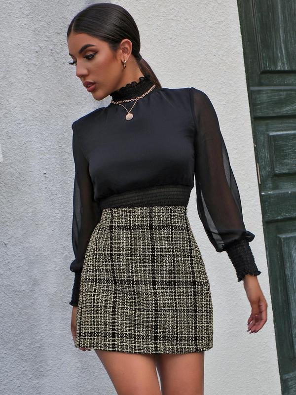 Women's Gingham Print High Waist A Line Short Skirt, Elegant Fashion Casual Tweed Skirt for Daily Outdoor Wear, Women Bottoms for Summer Spring Fall, Summer Clothes for Women 7