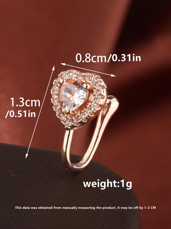 Heart Shaped Artificial Crystal & Rhinestone Decorated Fake Nose Ring, Fashionable Nose Ring for Women & Girls, Body Jewelry for Party, Daily Clothing Decor 7