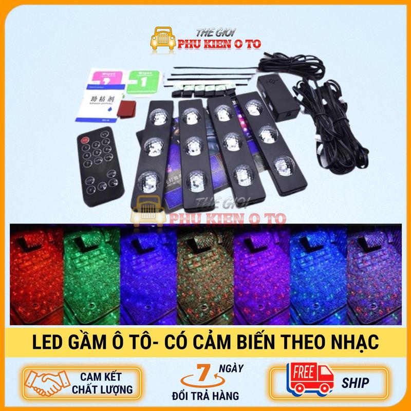 Led Gầm Ô Tô – Đèn Led Gầm Ghế Ô Tô – Cảm Biến Đổi Màu Theo Nhạc, Có Điều Khiển Tiện ích Cho Xe Hơi