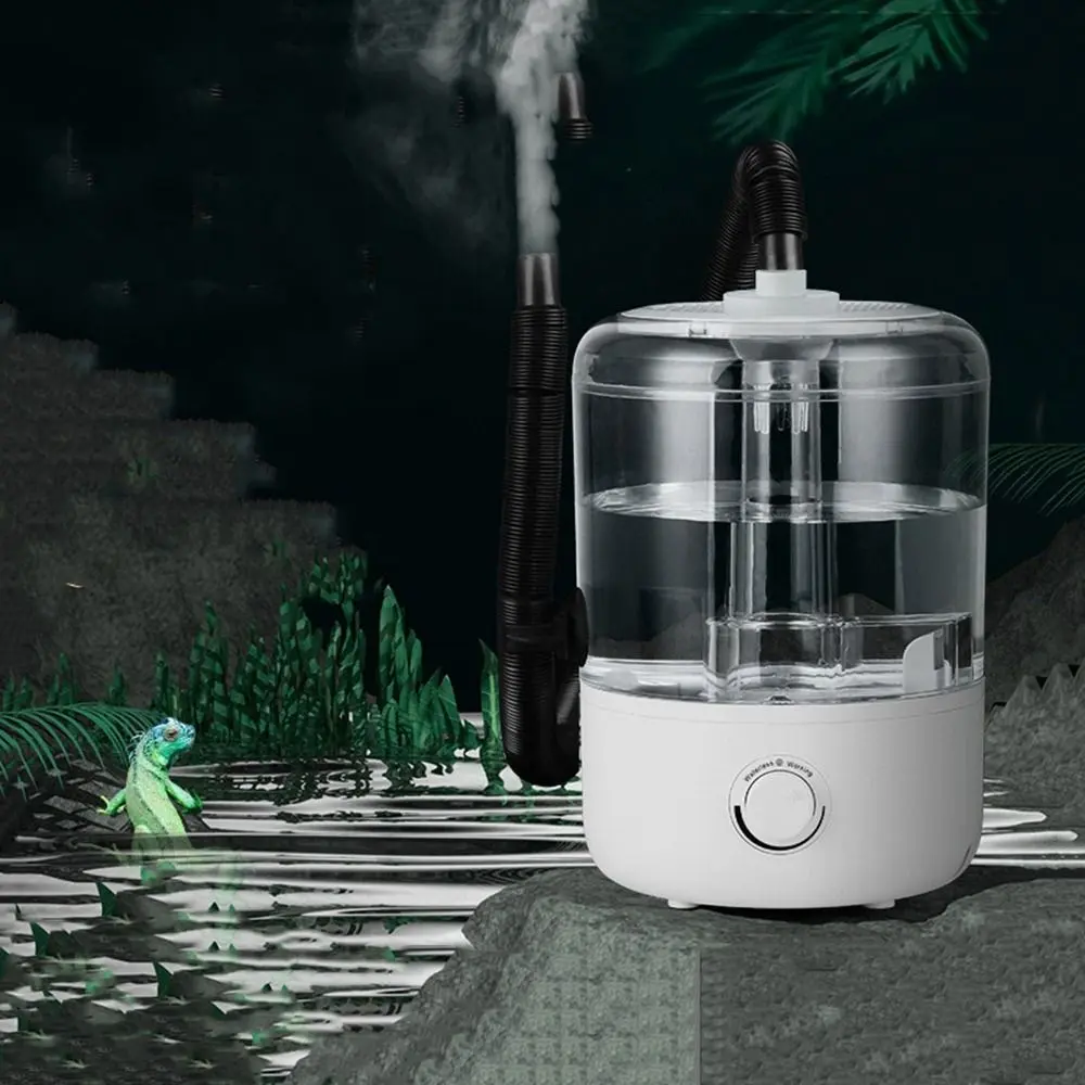 Pet Water Humidifier 4 Liters Reptile Humidifier Large Capacity Safe Reptile Fogger Keep Fresh Double Tube Tropical Rainforest Pet Spray Humidifier Bedroom