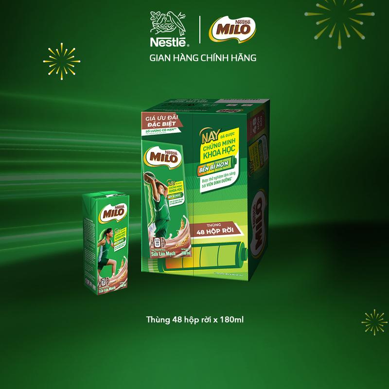 [MUA 2 GIẢM THÊM] Nestlé VN Sữa lúa mạch Nestlé MILO thùng 48 hộp x 180ml-SLS