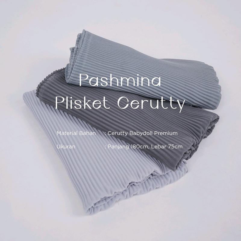 Hijab Pashmina Plisket Tanpa Garis Ceruty Babydoll Kerudung Viral Terbaru Kekinian Muslim Doll 0