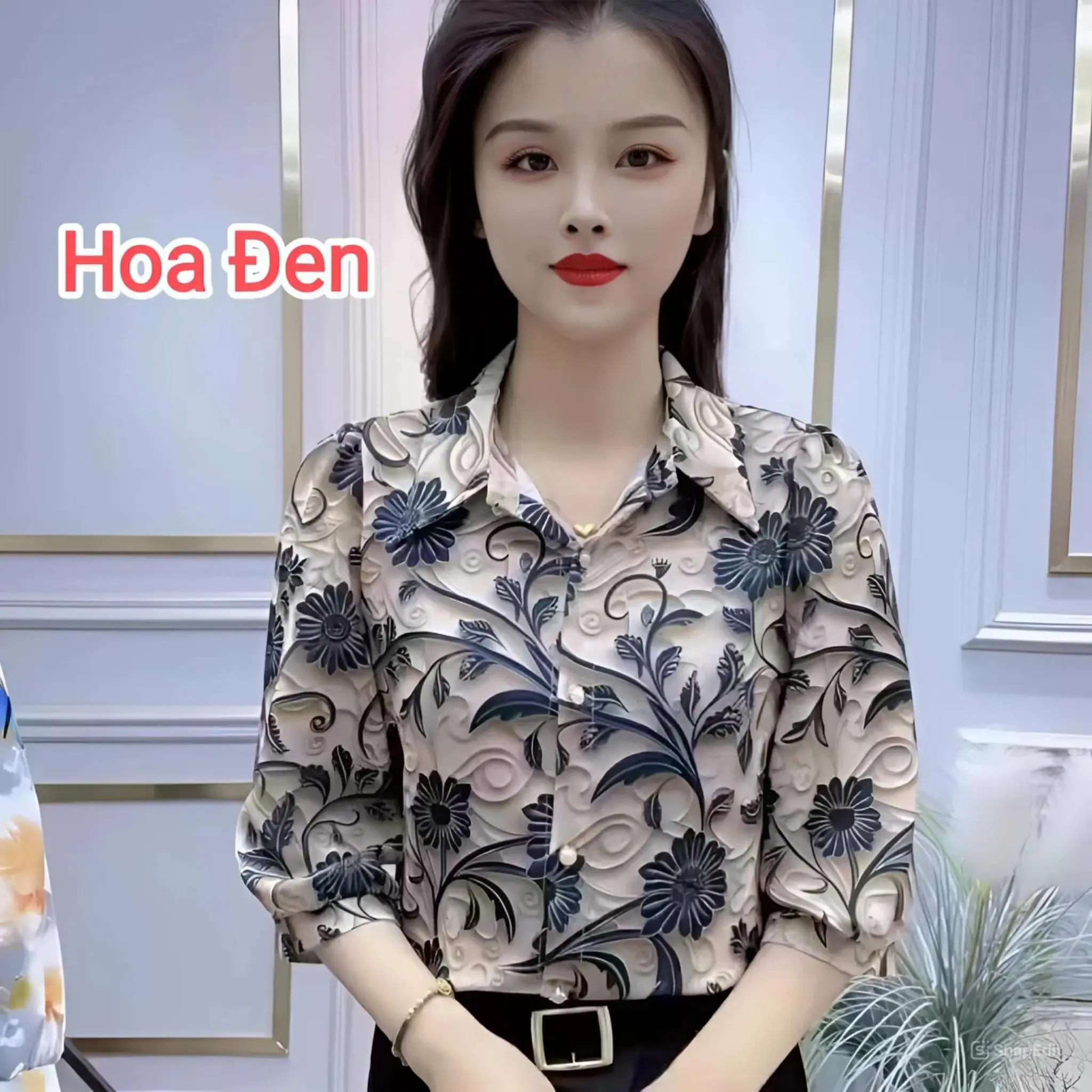 Áo sơ mi công sở họa tiết đẹp, chất liệu Lụa Latin mỏng nhẹ, mềm mịn, thoáng mát, kiểu dáng sang trọng mặc đi làm đi chơi, size từ 40 đến 85kg Nữ Women Voi Nhung Kem Top Nho somi hot Shirt