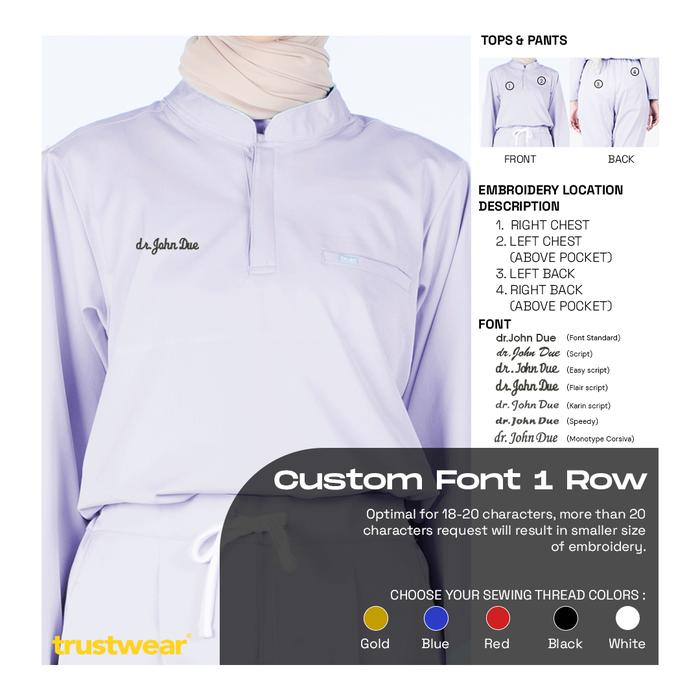 Gambar BORDIR NAMA Doctor’s Scrubs / Scrub Dokter - TRUSTWEAR - Classic 1 Baris, Baju dari TRUSTWEAR Kab. Sukoharjo 5 Tokopedia