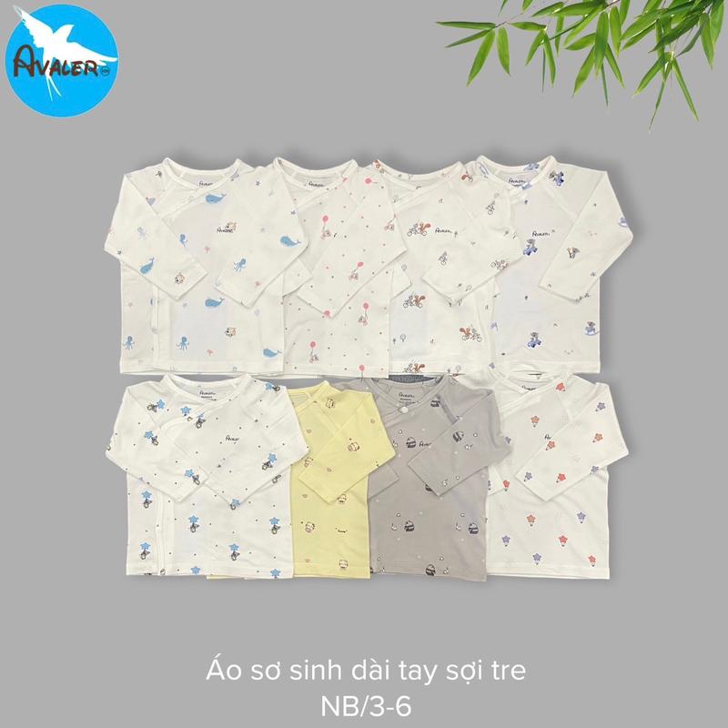  Áo dài tay sơ sinh avaler vải sợi tre mềm mát cho bé trai bé gái size newborn và 3-6m 