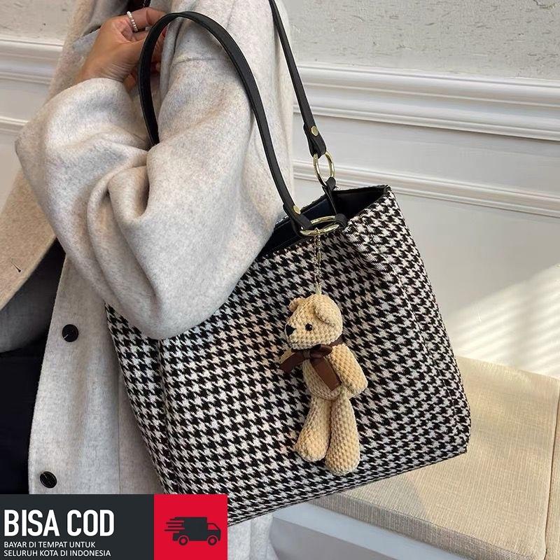 Tote Bag Wanita 8865 Neira Motif Mikro Polka Dot Totebag Perempuan Cewek 0
