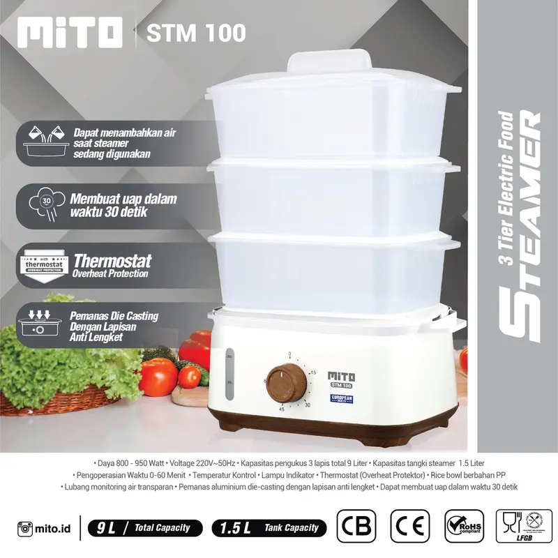 MITO ELECTRIC FOOD STEAMER STM 100 2
