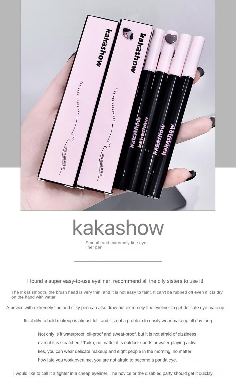 Product Introduction of Kakashow Smooth and Fine Liquid Eyeliner Smooth Waterproof Sweat-Proof Not Smudge Beginner Lower Eyelashes Cheap Lipliner Makeup 1