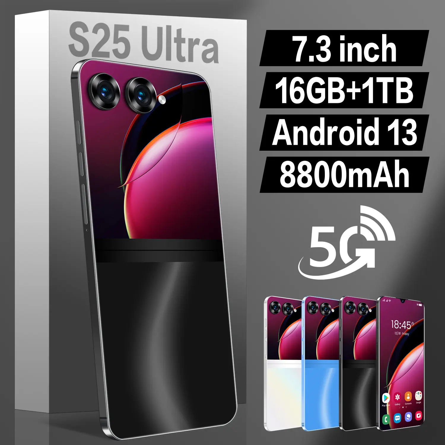 (Discount Ending Soon) 2025 New Model Phone S25 Ultra 7.3inch incell Large Screen 2+16 RAM 4G Full Netcom All-in-One Phone
