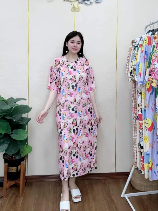 Đầm Suông Vải Xốp Nhật Nhiều Hình Dễ Thương Co Giãn Thoáng Mát Thoải Mái (FreeSize 50-80Kg) 8