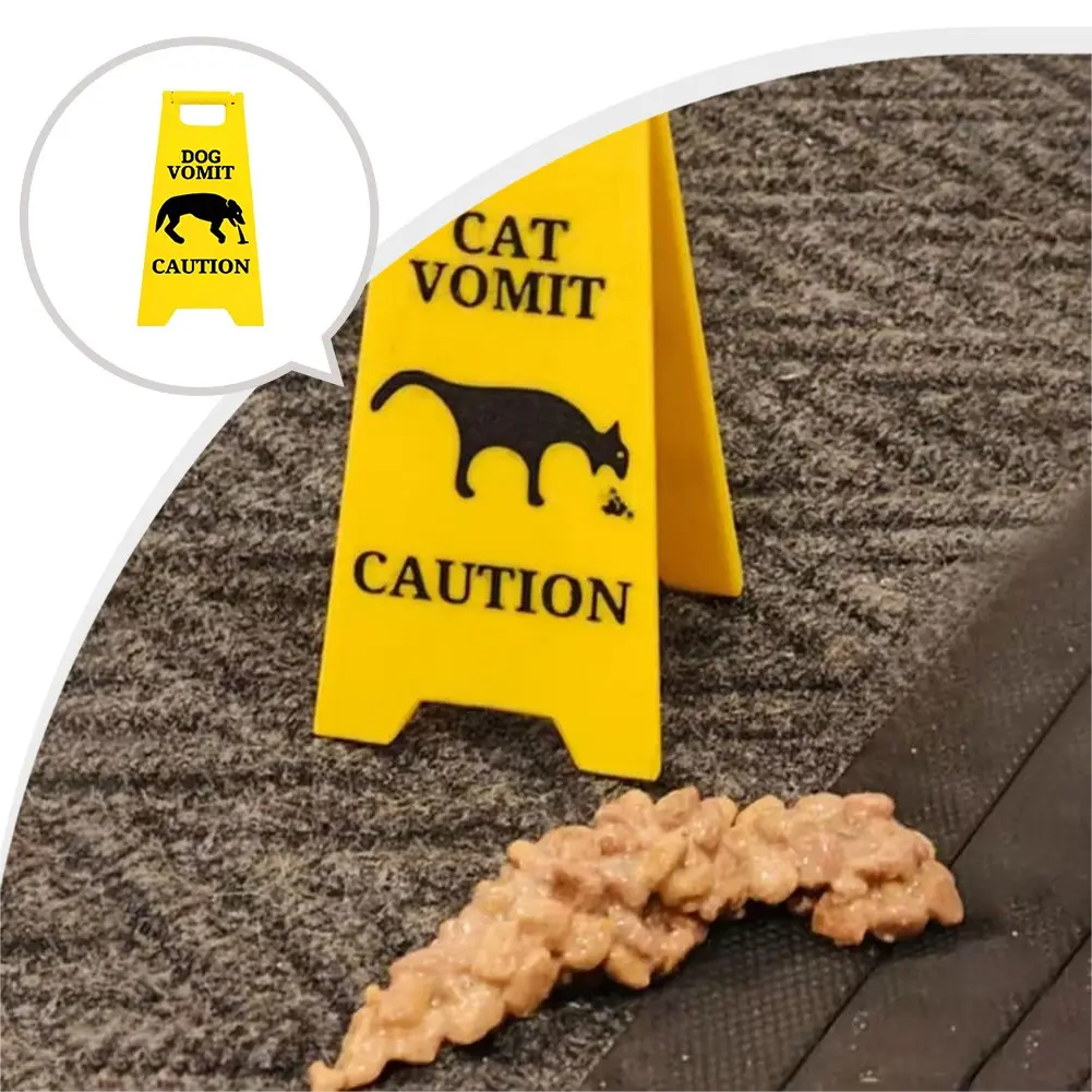 Funny Cat Vomit Sign Unique 3D Printed Décor for Animal Lovers