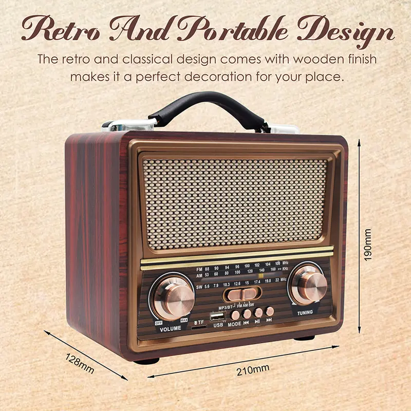 Radio FM/AM/SW MERODITH-2055BT  Bluetooth radio retro kompak Dan Portabel jam antena 4
