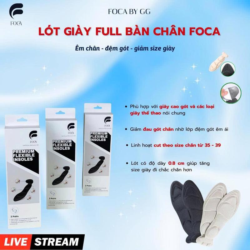 FOCA LIVE Hộp 2 đôi Lót giày full bàn chân êm chân chống trầy gót giảm size giày freesize tự điều chỉnh