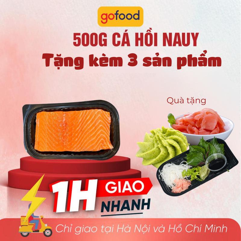 MUA 1 TẶNG 3 500g CÁ HỒI NAUY FILLET TƯƠI - TẶNG KÈM gừng hồng + tía tô củ cài bào + nước tương set gia vị lớn Gofood - GIAO HỎA TỐC Hà Nội Hồ CHí Minh