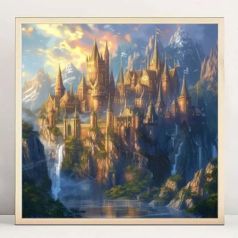 Hogwarts Castle Pattern DIY Diamond Arts Colorful Painting Kit without Frame, DIY 5D Diamond Arts Colorful Painting Kit, Wall Art Decor for Home 0