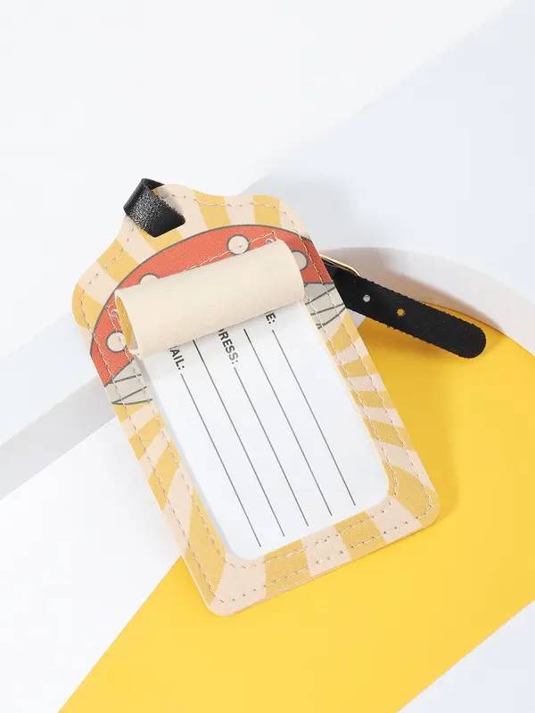 Cartoon Airplane Pattern Luggage Tag, Lightweight Backpack Tag, Suitcase Tag, Travel Bag Tag, Identification Tag, Leather Tag 6