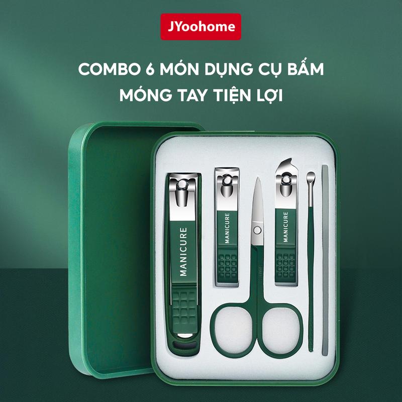  Bộ Dụng Cụ Bấm Móng 6 Món JYoohome Kèm Hộp Đựng Bộ Cắt Bấm Dũa Móng Tay Móng Chân Đa Năng Xanh 